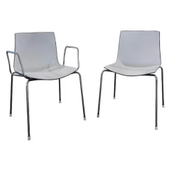 Arper Stuhlsets|2er-Set Stühle Catifa 46 Schwarz Vierfussgestell Chrom mit Schale Zweifarbig PO00209 Schwarz/Weiß