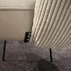 KFF Stuhlsets|6er-Set Stühle Gaia Lehne Stoff Lisboa Weiß Sitzfläche Leder Grau Creme Rundrohr Schwarz