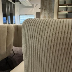 KFF Stuhlsets|6er-Set Stühle Gaia Lehne Stoff Lisboa Weiß Sitzfläche Leder Grau Creme Rundrohr Schwarz