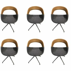 Hartmann Stuhlsets|6er-Set Stühle Harta Stoff Marine Grau Gestell Metall Anthrazit mit Drehfunktion