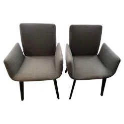 COR Stuhlsets|2er-Set Stühle Jalis Stoff 7145 Taupe Grau Gestell Massivholz Schwarz Geölt