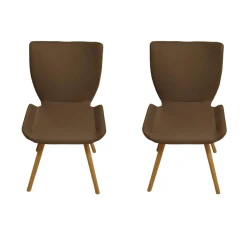 Scholtissek Stuhlsets|2er-Set Stühle Kasaar Bezug Leder Genua 1295 Gallit Grau Gedrehtes Holzgestell Eiche Puro Geölt Mit Fiilzgleiter