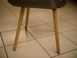 Scholtissek Stuhlsets|2er-Set Stühle Kasaar Bezug Leder Genua 1295 Gallit Grau Gedrehtes Holzgestell Eiche Puro Geölt Mit Fiilzgleiter