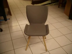 Scholtissek Stuhlsets|2er-Set Stühle Kasaar Bezug Leder Genua 1295 Gallit Grau Gedrehtes Holzgestell Eiche Puro Geölt Mit Fiilzgleiter