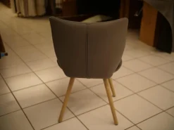 Scholtissek Stuhlsets|2er-Set Stühle Kasaar Bezug Leder Genua 1295 Gallit Grau Gedrehtes Holzgestell Eiche Puro Geölt Mit Fiilzgleiter