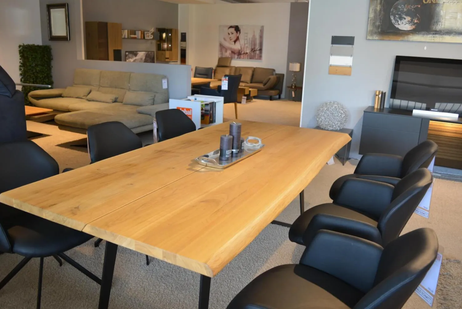 Ronald Schmitt Design Stuhlsets|6er-Set Stühle Mirella-C Leder Toledo Nero Spinnengestell Schwarz mit Rückholfeder