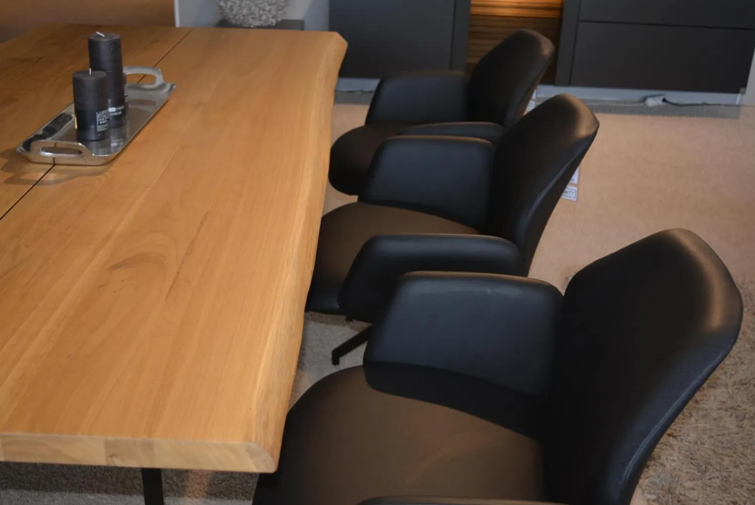 Ronald Schmitt Design Stuhlsets|6er-Set Stühle Mirella-C Leder Toledo Nero Spinnengestell Schwarz mit Rückholfeder