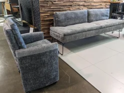 WK Wohnen Stuhlsets|2er-Set Stühle mit Bank WK790/791 Stoff B3094 Basalt Grau