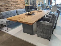 WK Wohnen Stuhlsets|2er-Set Stühle mit Bank WK790/791 Stoff B3094 Basalt Grau