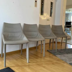 Molteni & C Stuhlsets|4er-Set Stühle OSE1 Nubukleder Beige