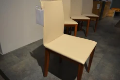 Scholtissek Stuhlsets|4er-Set Stühle Sando 2 Leder Altweiß Gestell Nussbaum Natur Geölt