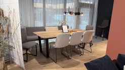 Tonon Stuhlsets|5er-Set Stühle Und Bank Swing Light Stoff Privileg 3 Und 4 Grau Beige Gestell Stahl Braun Brüniert