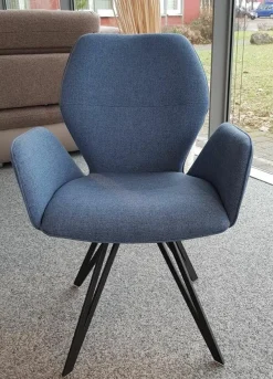 Niehoff Stuhlsets|6er-Set Stuhl 013319 Merlot Stoff Venice Silver Grau Blau Gestell Eisen Schwarz