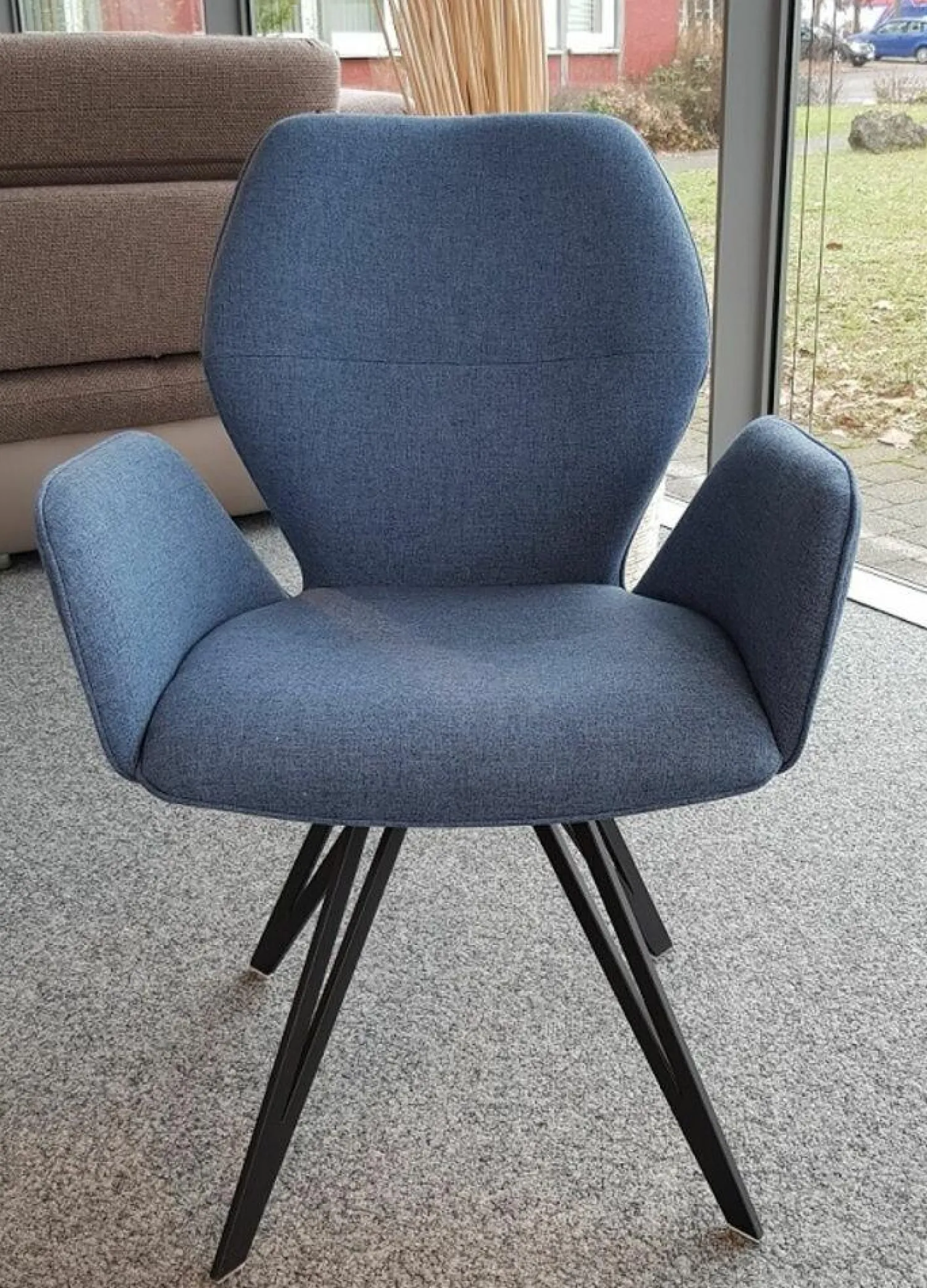 Niehoff Stuhlsets|6er-Set Stuhl 013319 Merlot Stoff Venice Silver Grau Blau Gestell Eisen Schwarz