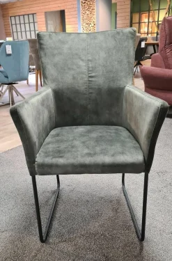 Natura Stuhlsets|6er-Set Stuhl 4110 Stoff Almeida Hunter Grün-Grau Kufe Schwarz Pulverbeschichtet