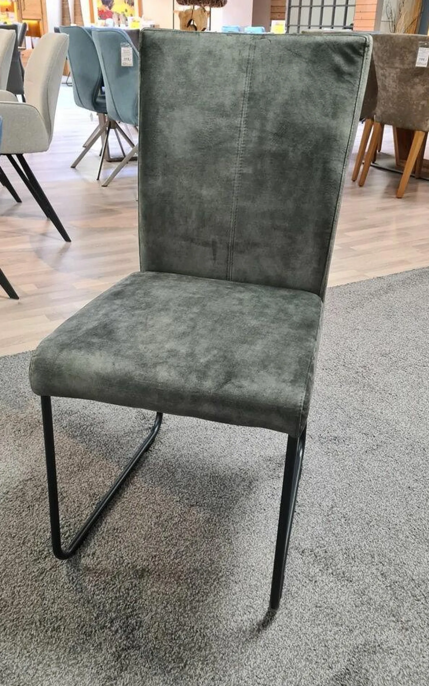 Natura Stuhlsets|6er-Set Stuhl 4110 Stoff Almeida Hunter Grün-Grau Kufe Schwarz Pulverbeschichtet