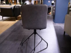 Bacher Stuhlsets|2er-Set Stuhl Aiden Soft Leder Luna Steingrau Spinnenfuß Schwarz Pulverbeschichtet Mit Drehmechanik Und Gleitern