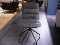 Bacher Stuhlsets|2er-Set Stuhl Aiden Soft Leder Luna Steingrau Spinnenfuß Schwarz Pulverbeschichtet Mit Drehmechanik Und Gleitern