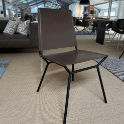 Walter Knoll Stuhlsets|Einzelstühle|6er-Set Stuhl Aisuu 1220 Sattelleder Khaki Grün Braun Gestell Metall Schwarz