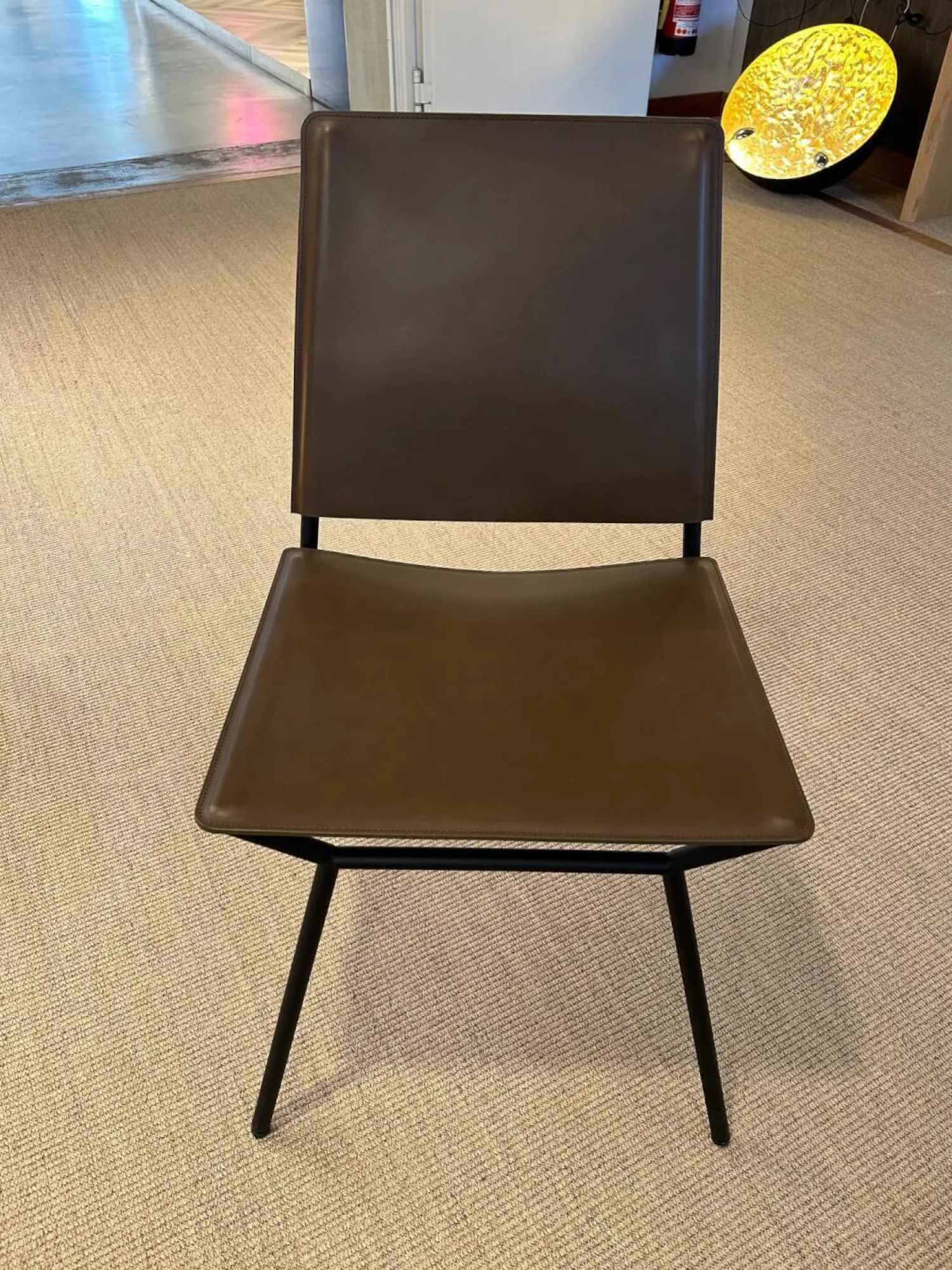 Walter Knoll Stuhlsets|Einzelstühle|6er-Set Stuhl Aisuu 1220 Sattelleder Khaki Grün Braun Gestell Metall Schwarz