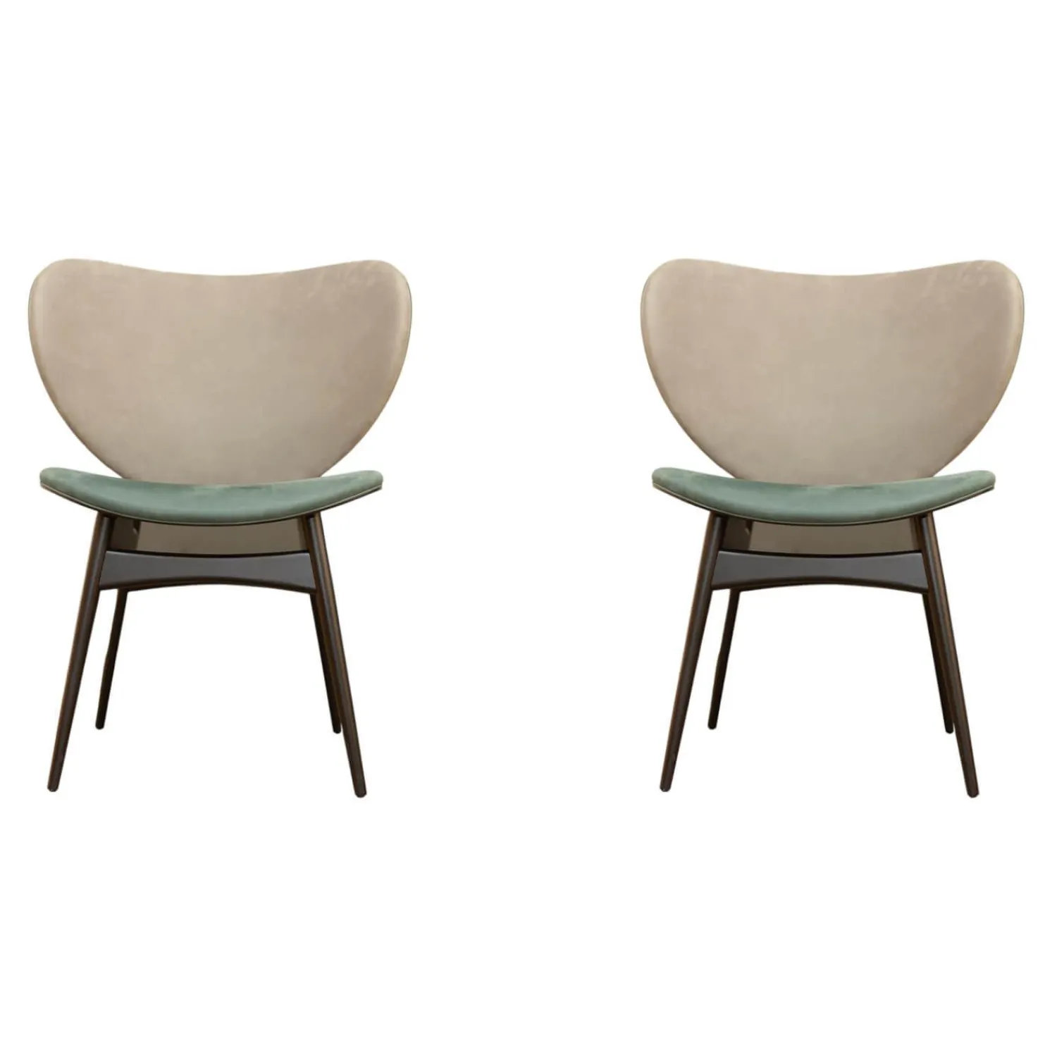 Baxter Stuhlsets|2er-Set Stuhl Alma Bezug Leder Kashmir Sitz Petrol Blau Rücken Mousse Grau Füße Schwarz Lack