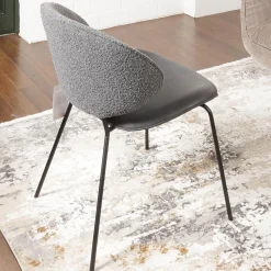 KFF Stuhlsets|2er-Set Stuhl Alvaro Nordic Rücken Bezug Stoff Ascot Graphite Sitz Leder Sauvage Anthrazit Gestell Struktur Schwarz