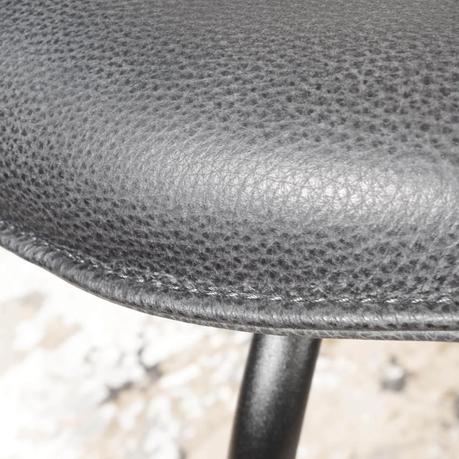 KFF Stuhlsets|2er-Set Stuhl Alvaro Nordic Rücken Bezug Stoff Ascot Graphite Sitz Leder Sauvage Anthrazit Gestell Struktur Schwarz