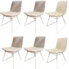 Freifrau Stuhlsets|6er-Set Stuhl Amelie Leder Oman Taupe Creme Gestell Weiß Pulverbeschichtet