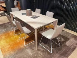 Freifrau Stuhlsets|6er-Set Stuhl Amelie Leder Oman Taupe Creme Gestell Weiß Pulverbeschichtet