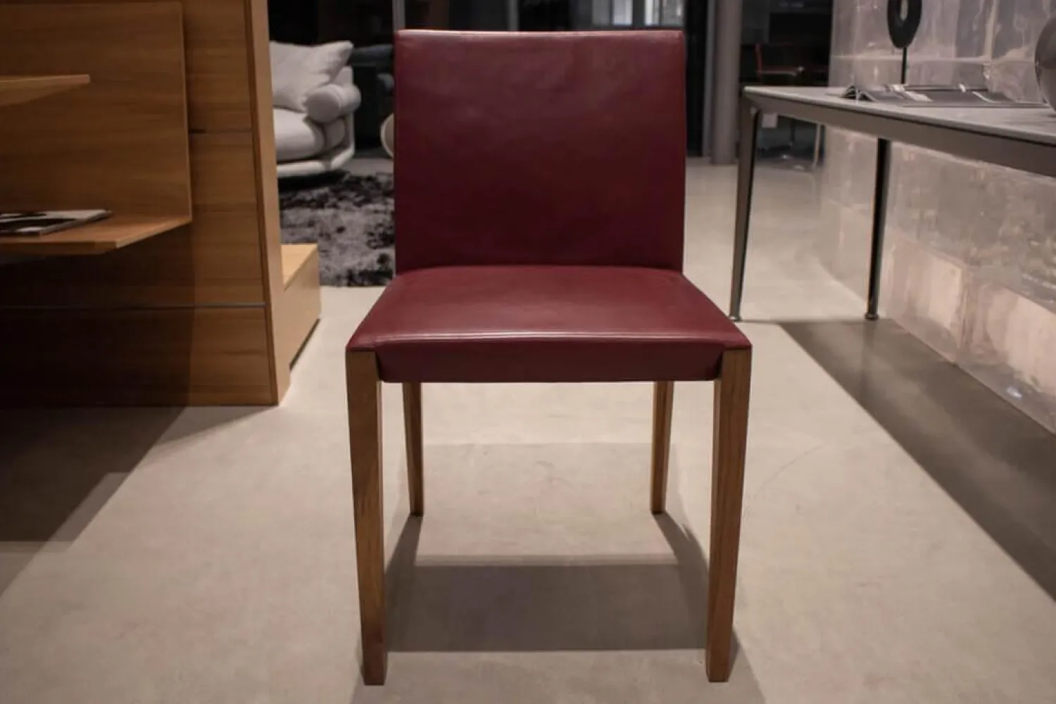 Walter Knoll Stuhlsets|4er-Set Stuhl Andoo Bezug Leder Dunkelrot Gestell Nussbaum
