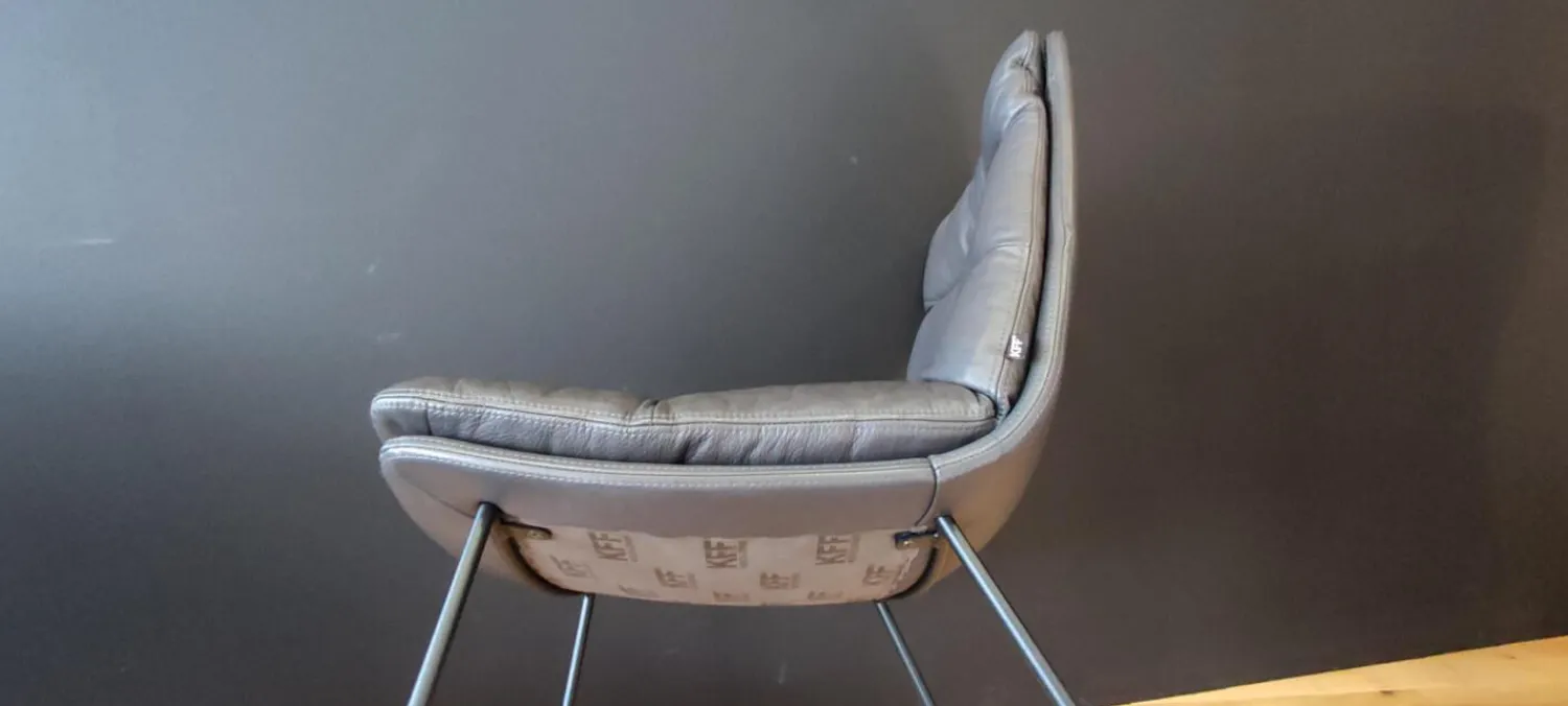 KFF Stuhlsets|2er-Set Stuhl Arva 1512 OA2 Leder Sauvage 4 8102 Anthrazit Rundrohrgestell M02 Struktur Schwarz