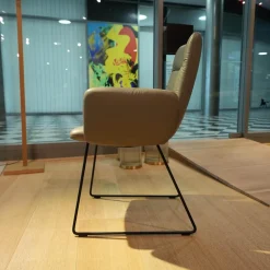 KFF Stuhlsets|2er-Set Stuhl Arva Light Leder Sauvage Schlammgrau 8103 Drahtkufengestell Struktur Schwarz