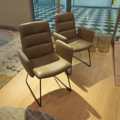 KFF Stuhlsets|2er-Set Stuhl Arva Light Leder Sauvage Schlammgrau 8103 Drahtkufengestell Struktur Schwarz