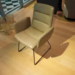 KFF Stuhlsets|2er-Set Stuhl Arva Light Leder Sauvage Schlammgrau 8103 Drahtkufengestell Struktur Schwarz