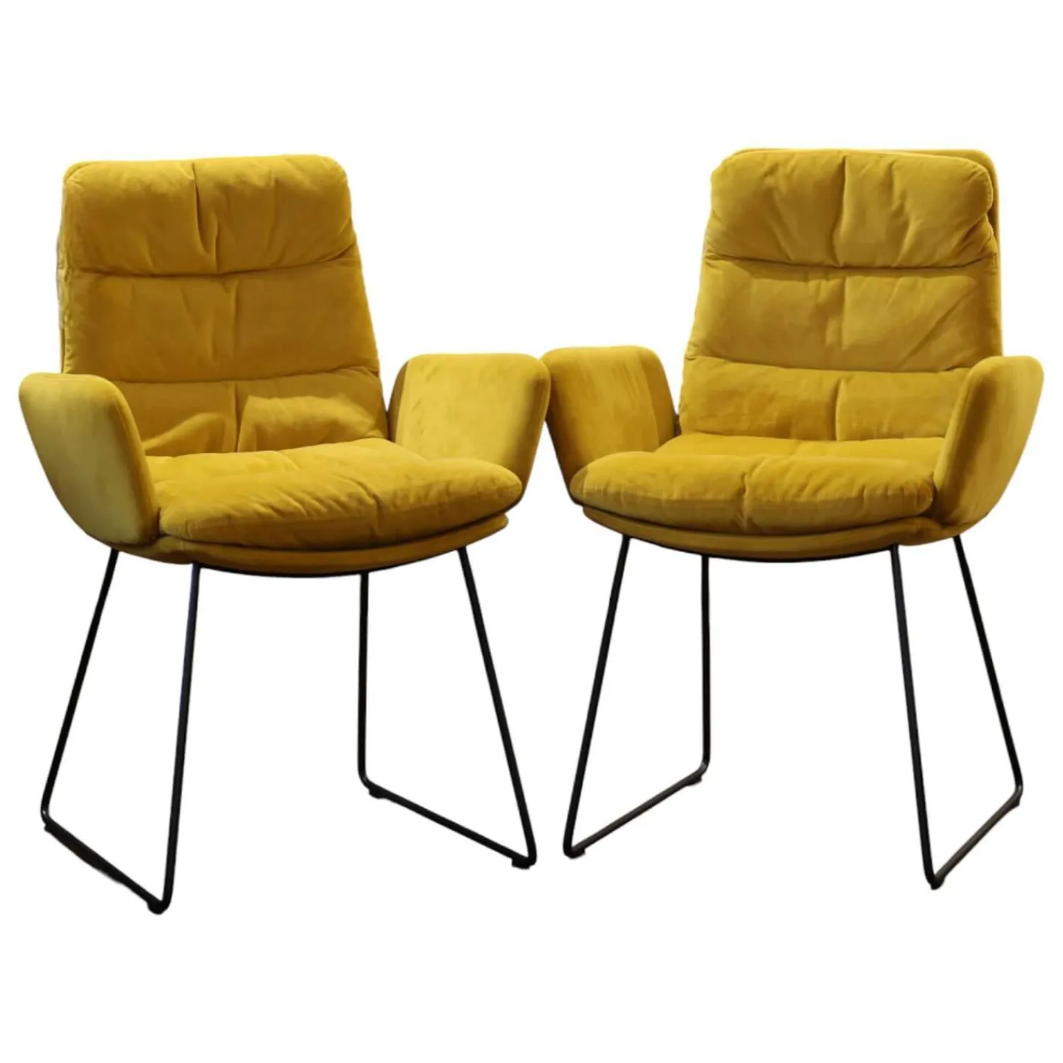 KFF Stuhlsets|2er-Set Stuhl Arva Stoff Seven Ocre 23 Gelb Gestell Metall Schwarz