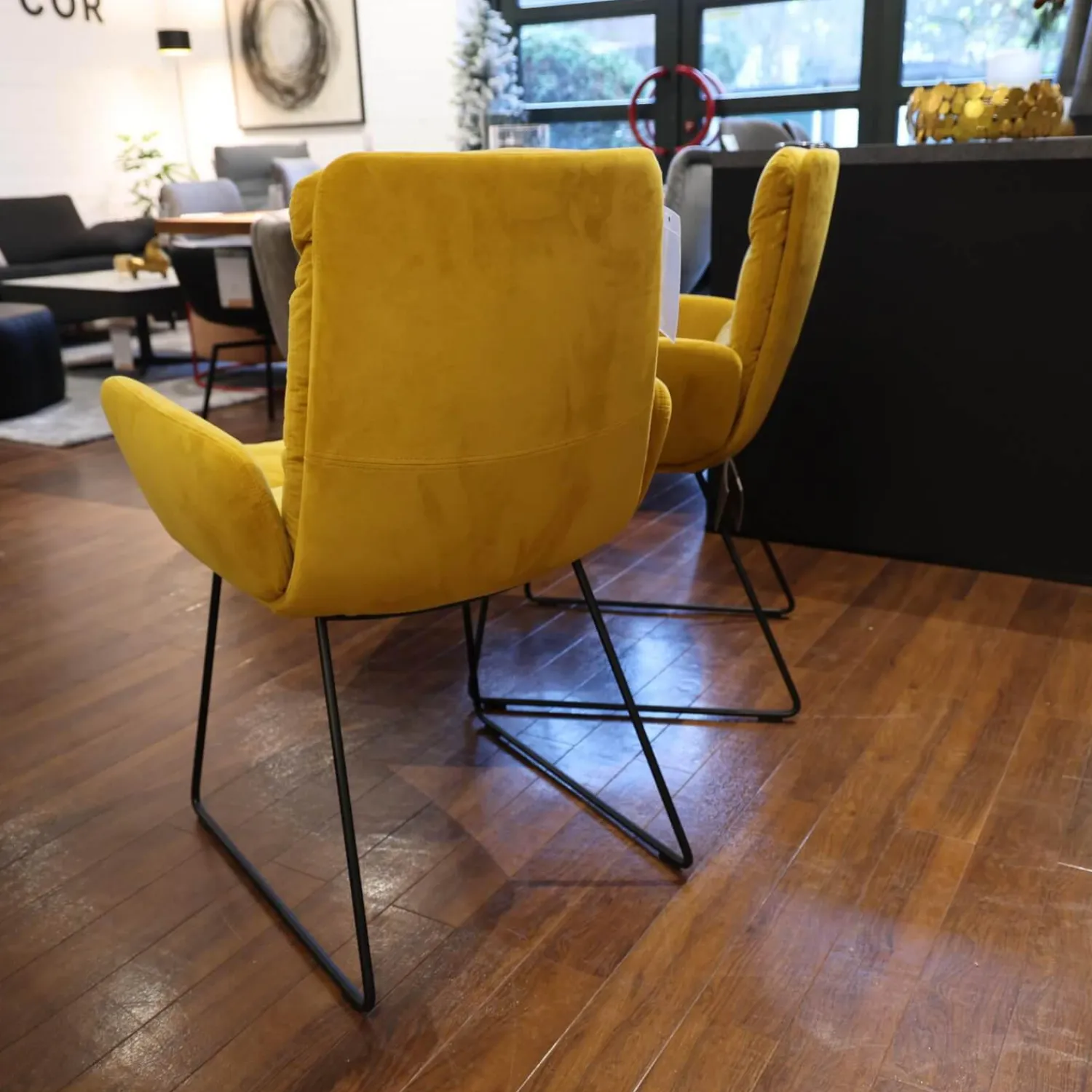 KFF Stuhlsets|2er-Set Stuhl Arva Stoff Seven Ocre 23 Gelb Gestell Metall Schwarz