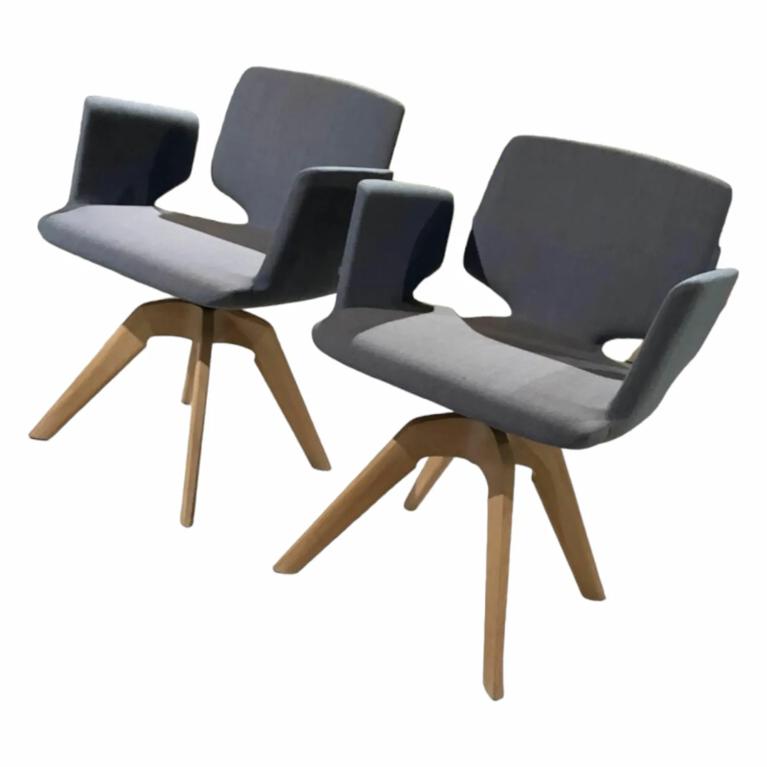 Team 7 Stuhlsets|2er-Set Stuhl Aye Asdma Stoff Canvas Hellblau Füße Eiche Weißöl Drehgestell