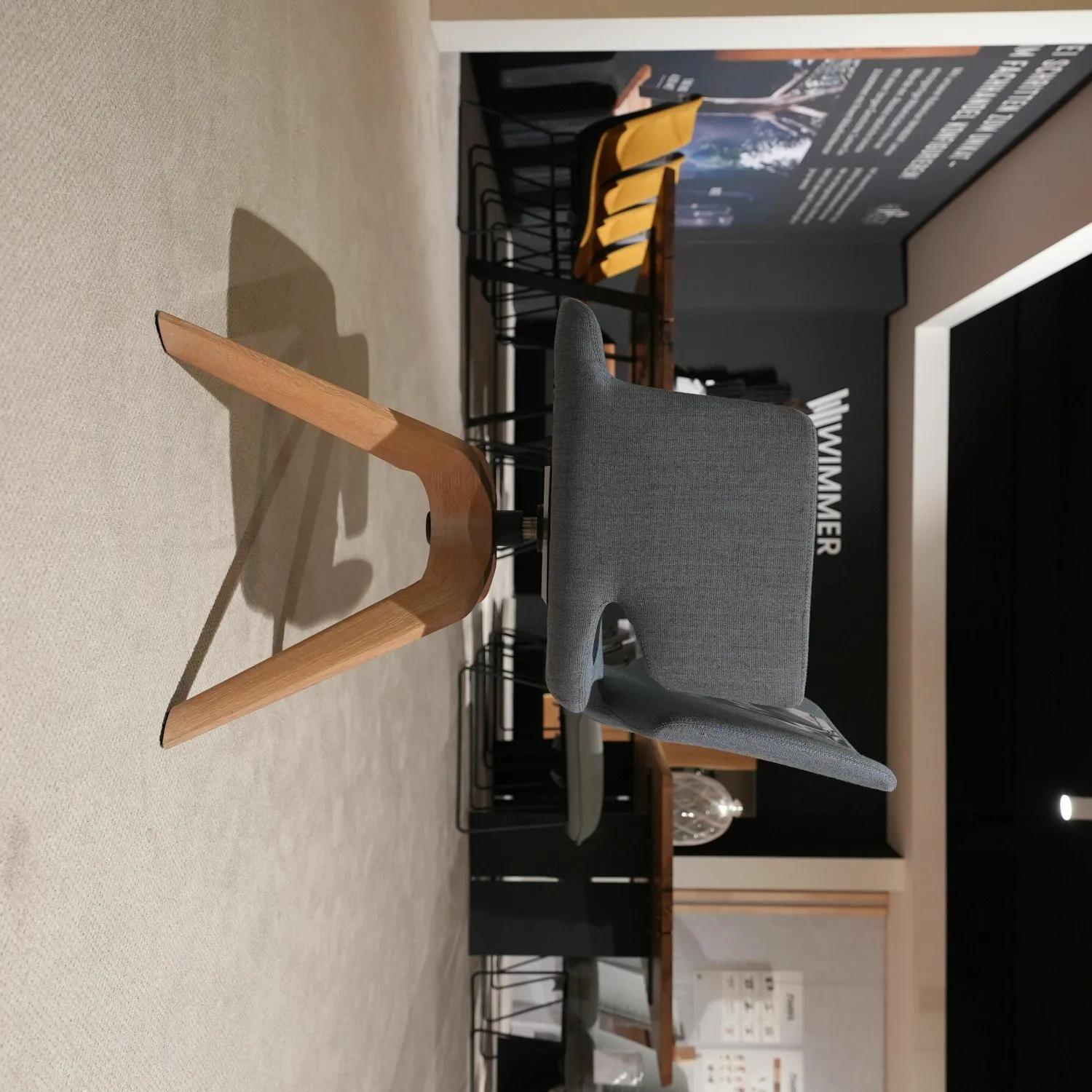 Team 7 Stuhlsets|2er-Set Stuhl Aye Asdma Stoff Canvas Hellblau Füße Eiche Weißöl Drehgestell