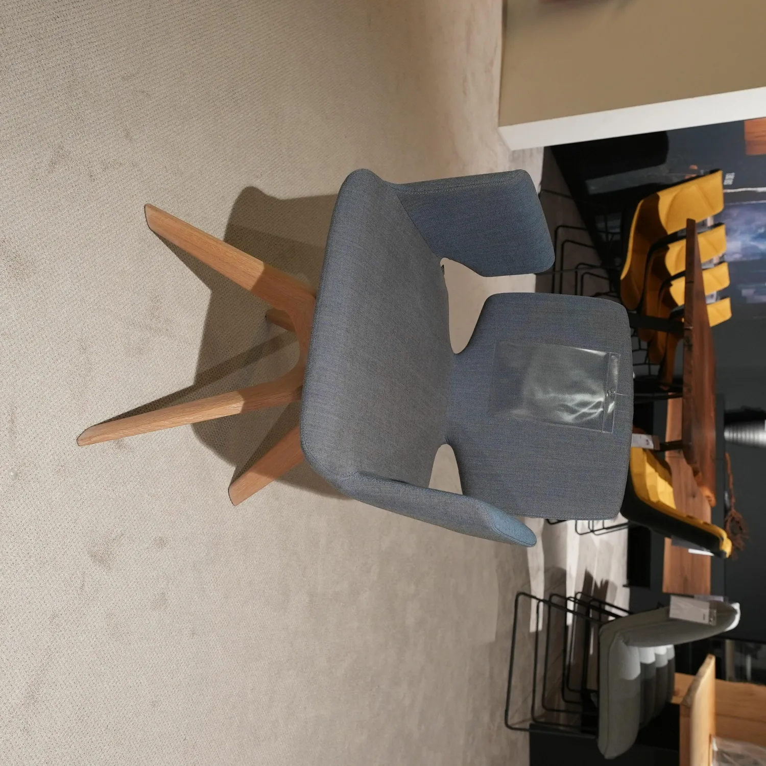 Team 7 Stuhlsets|2er-Set Stuhl Aye Asdma Stoff Canvas Hellblau Füße Eiche Weißöl Drehgestell