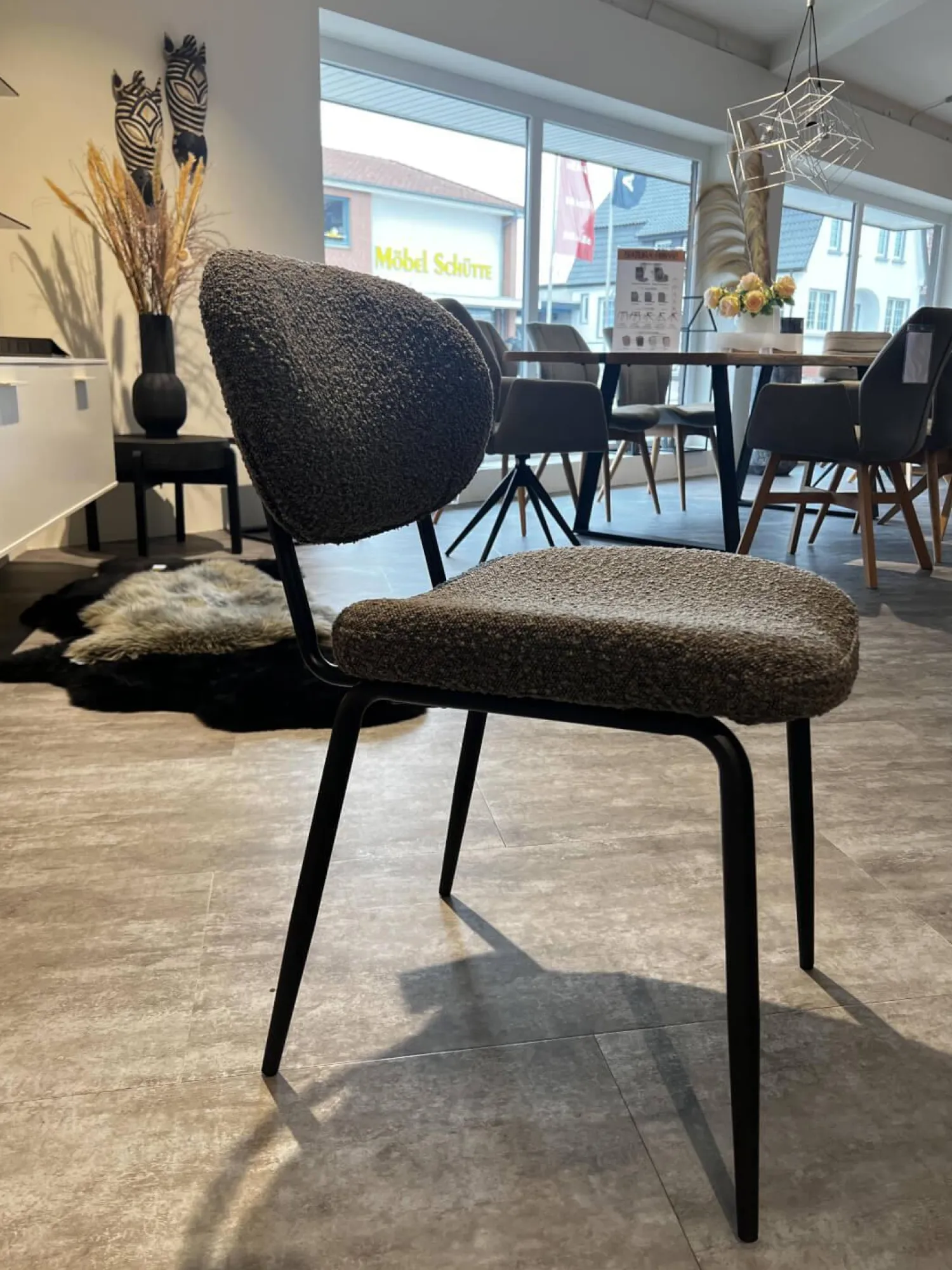 Raum.Freunde Stuhlsets|6er-Set Stuhl Bouc Stoff Ascot Mouse Grau Schwarz 4 Fuß Schwarz Pulverbeschichtet