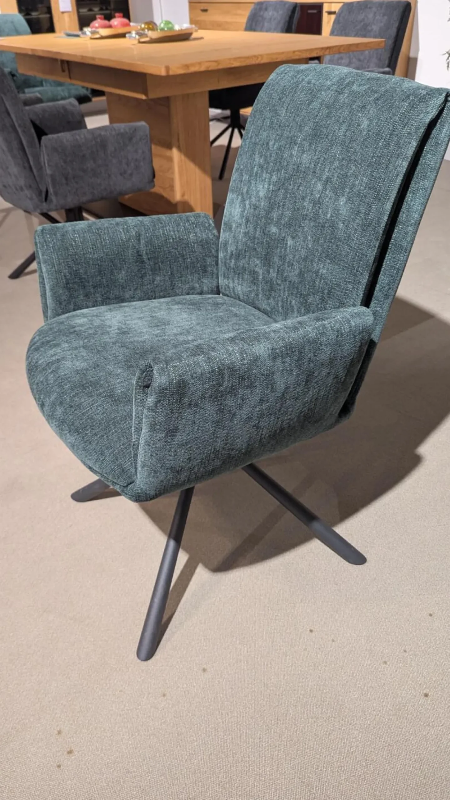 MCA Furniture Stuhlsets|6er-Set Stuhl Boulder Stoff Anthrazit Oliv Gestell Schwarz Drehbar