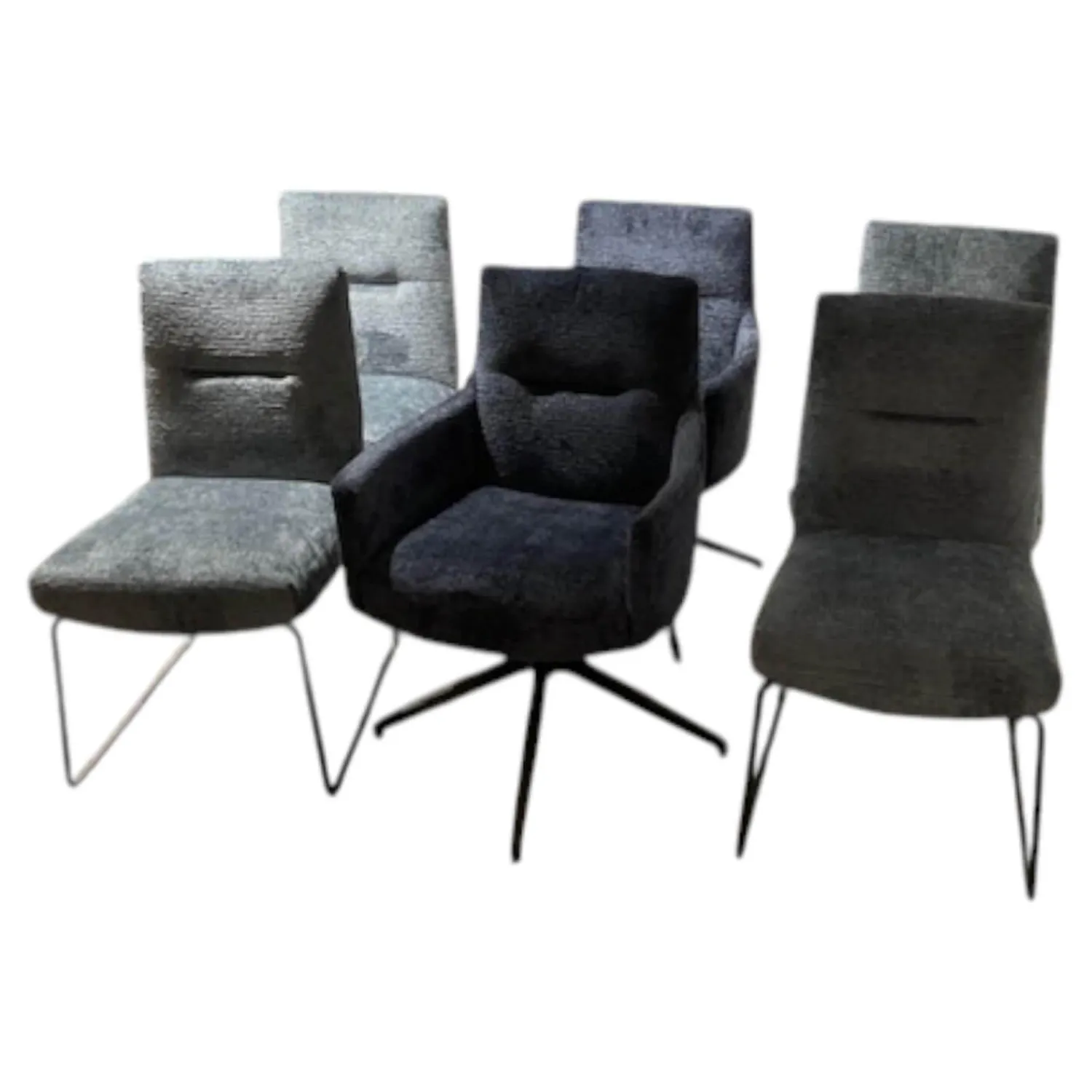 Natura Stuhlsets|6er-Set Stuhl Calgary Stoff Fusion Niagara 158 & Indigo 90 Blau