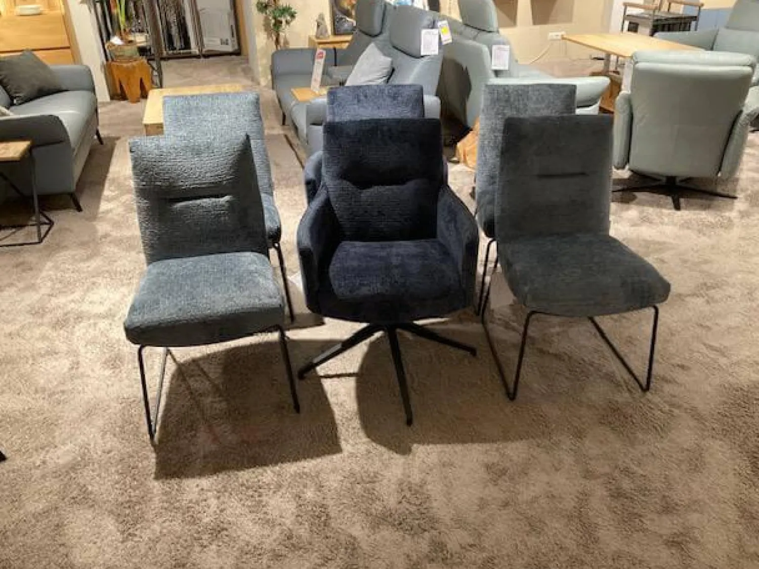 Natura Stuhlsets|6er-Set Stuhl Calgary Stoff Fusion Niagara 158 & Indigo 90 Blau