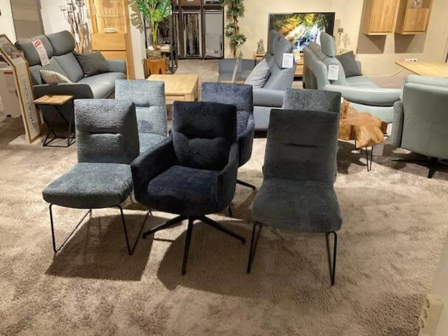 Natura Stuhlsets|6er-Set Stuhl Calgary Stoff Fusion Niagara 158 & Indigo 90 Blau