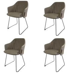 Cane Line Gartenstühle|4er-Set Stuhl Choice Stoff Natté Taupe Grau Schale Polypropylen Schwarz Gestell Kufe Stahl Black Schwarz Warmverzinkt