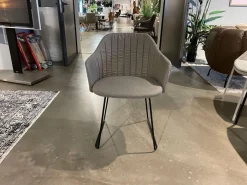 Cane Line Gartenstühle|4er-Set Stuhl Choice Stoff Natté Taupe Grau Schale Polypropylen Schwarz Gestell Kufe Stahl Black Schwarz Warmverzinkt