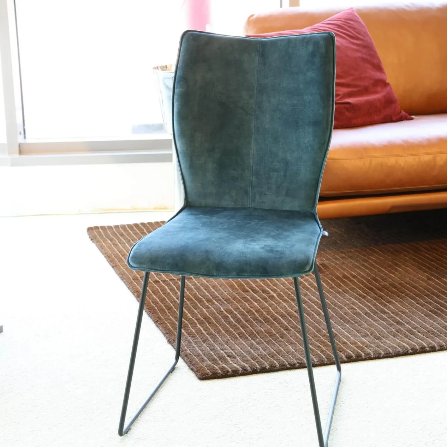 Contur Stuhlsets|2er-Set Stuhl CO Matrix Bezug Stoff Adore Petrol Füße Stahl Schwarz Pulverbeschichtet