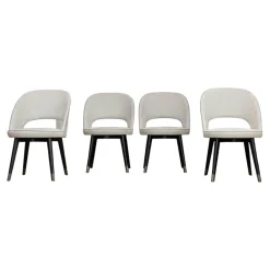 Baxter Stuhlsets|4er-Set Stuhl Colette Bezug Leder Kashmir Nuage Hellgrau Gestell Buche Wengefarben Gebeizt