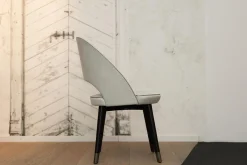 Baxter Stuhlsets|4er-Set Stuhl Colette Bezug Leder Kashmir Nuage Hellgrau Gestell Buche Wengefarben Gebeizt