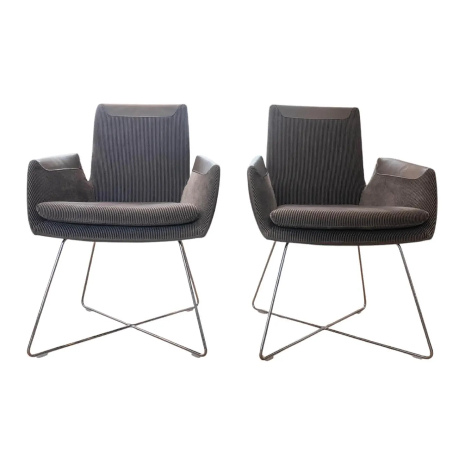 COR Stuhlsets|2er-Set Stuhl dia Leder 172 Trüffel Grau 9081